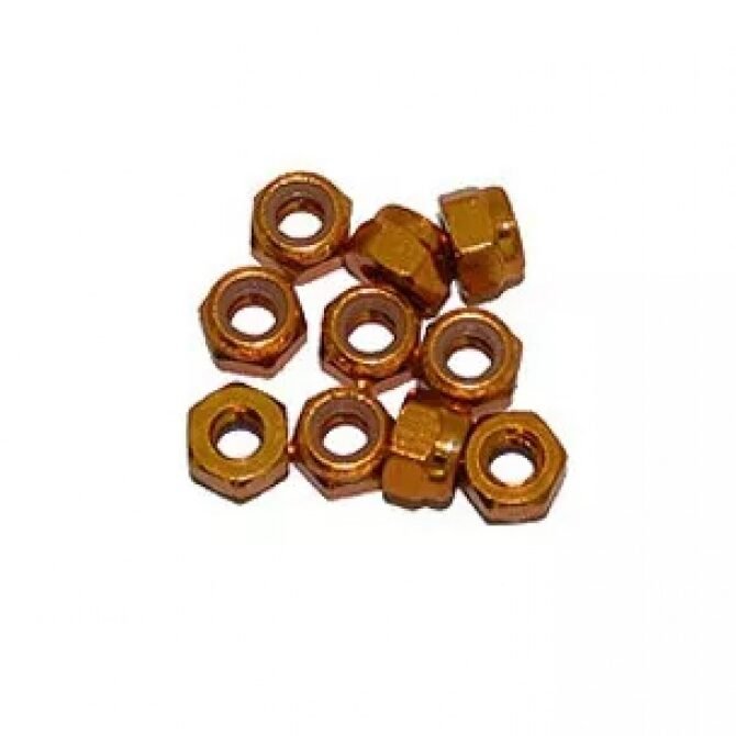 3 mm. ALU. NYLON NUT ORANGE (10pcs) - Image 2