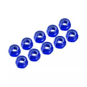 4 mm. ALU. NYLON NUT BLUE (10 pcs)