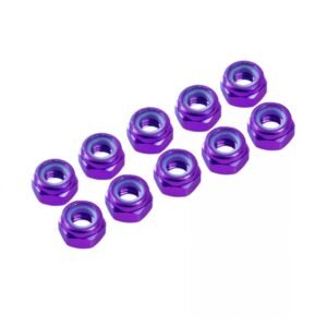 4 mm. ALU. NYLON NUT PURPLE (10 pcs)