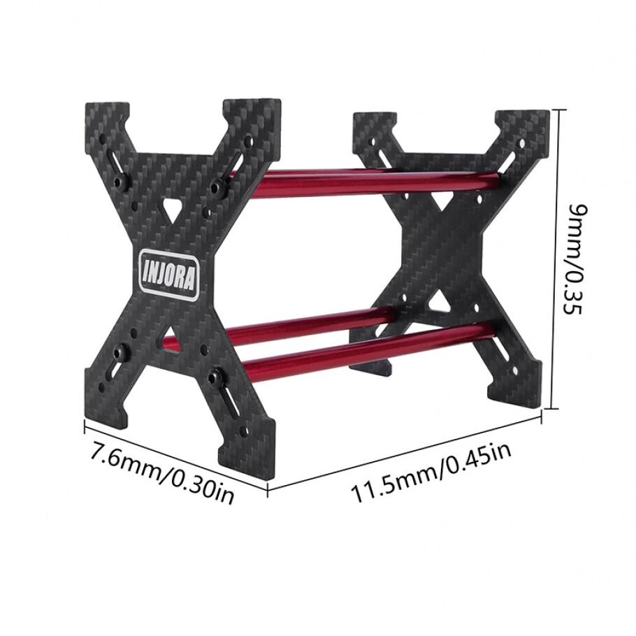 INJORA Carbon Fiber Tire Storage Rack For 1.0" Tires 1/18 1/24 RC Crawler SCX24 AX24 TRX4M FCX24 (Red) - Image 5