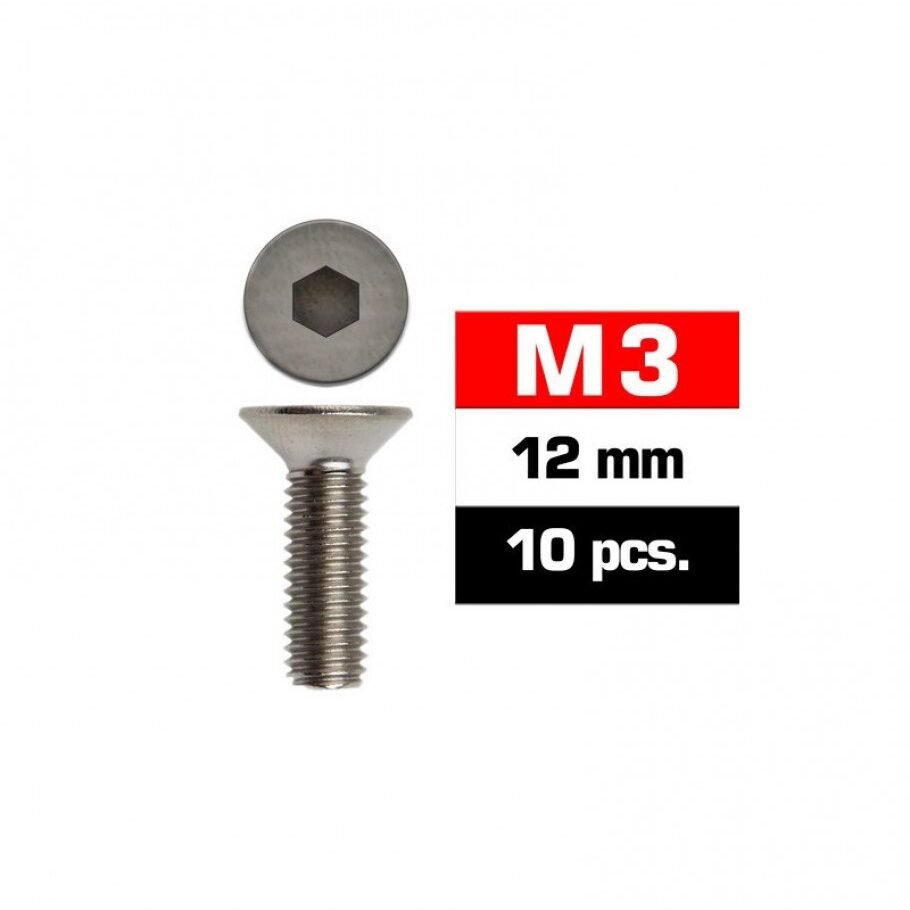 M3x12mm FLAT HEAD SCREWS (10 pcs)