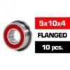 5X10X4MM "HS" FLANGED SEALED BEARING SET (10PCS)