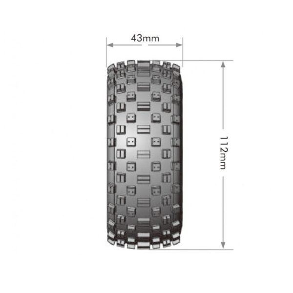Louise RC - SC-ROCK - 1-10 Short Course Tire Set - Mounted - Soft - Black Wheels - 1-10 SC Removable Hex - 12, 14, 17mm - L-T3229SB - Image 2
