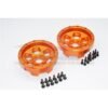 GPM Racing Aluminum Front Rear 2.2 Wheels Beadlock 6 Poles Set Orange For Axial Yeti