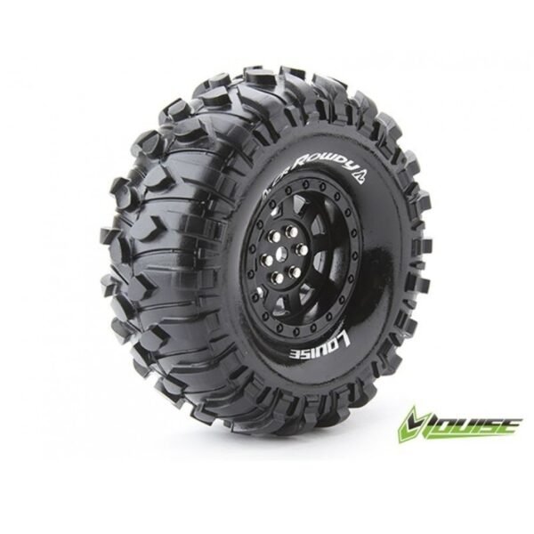 Louise RC - CR-ROWDY - 1-10 Crawler Tire Set - Mounted - Super Soft - Black 1.9 Wheels - Hex 12mm - L-T3233VB