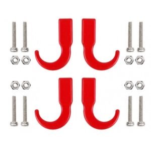 METAL BOLT-ON HOOKS 4PCS Red