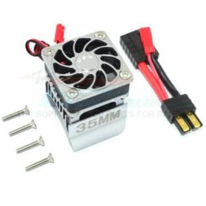 ALUMINUM 35MM MOTOR HEATSINK WITH COOLING FAN - 9PC SET Gun Metal