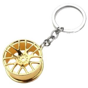 Chaveiro de roda de carro em liga metálica gold