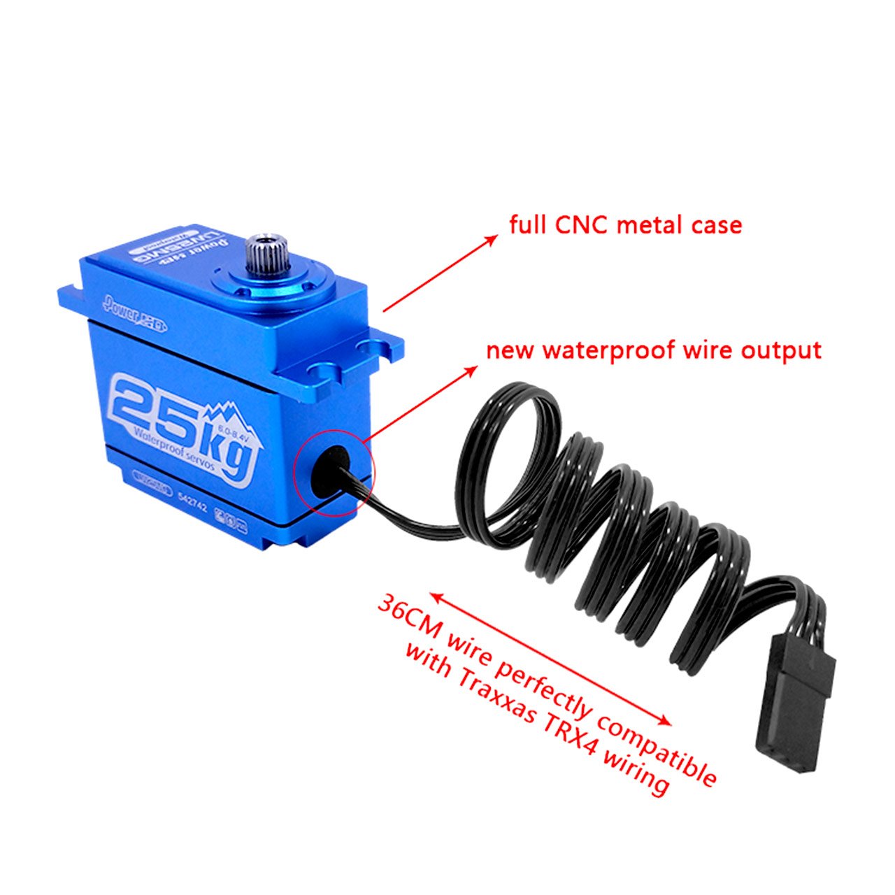 PowerHD LW-25MG WP HV Digital Servo 25.0KG/0.14sec@7.4V - Image 3