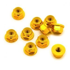10pcs M3 Anodized Aluminum Flange Nylon Lock Nut (Gold)
