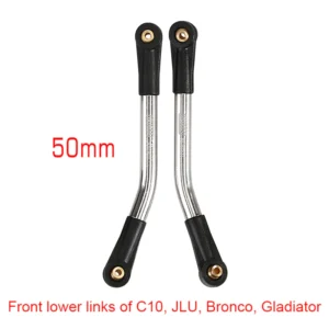 2PCS 50mm Stainless Steel High Clearance Chassis Links for SCX24 Mods (C10 Front Lower)