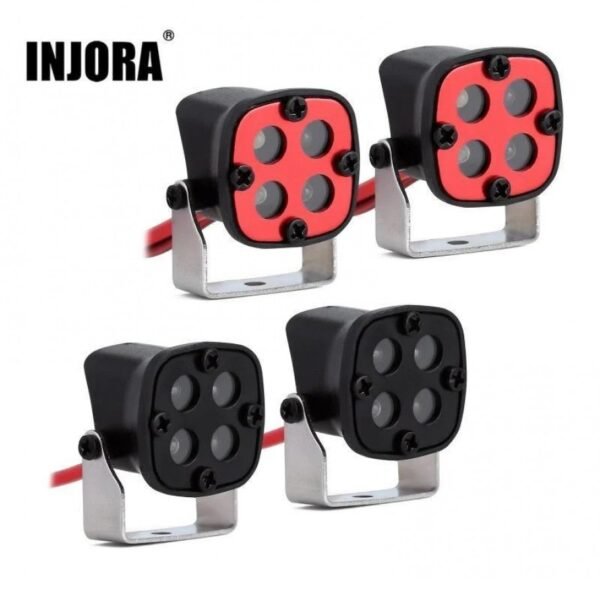 INJORA LED Roof Lights Headlights Round Spotlight for 1/10 RC Crawler