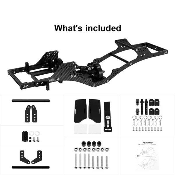 INJORA Front Mounted Transmission LCG Carbon Fiber Chassis Kit for 1/10 RC Crawlers (INC-10F) - Image 19
