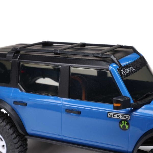 1/30 SCX30 Ford Bronco 4X4 RTR Brushed Rock Crawler (Battery & Charger Included), Blue - Image 3