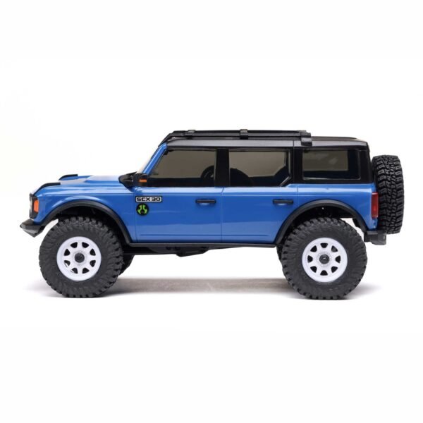 1/30 SCX30 Ford Bronco 4X4 RTR Brushed Rock Crawler (Battery & Charger Included), Blue - Image 26