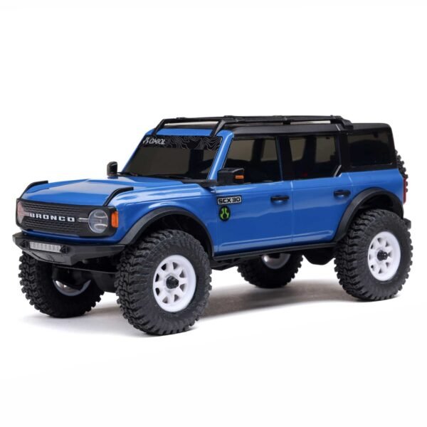 1/30 SCX30 Ford Bronco 4X4 RTR Brushed Rock Crawler (Battery & Charger Included), Blue - Image 25