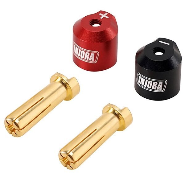 INJORA Heatsink Bullet Plug Connectors Grips with 4mm Bullets (Black, Red) - Image 2