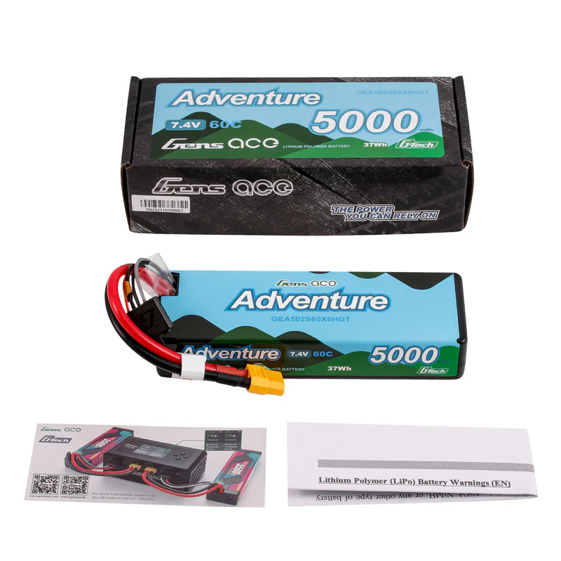 Gens ace Adventure G-Tech 5000mAh 2S1P 7.4V 60C Lipo Battery HC#112 XT60 - Image 2