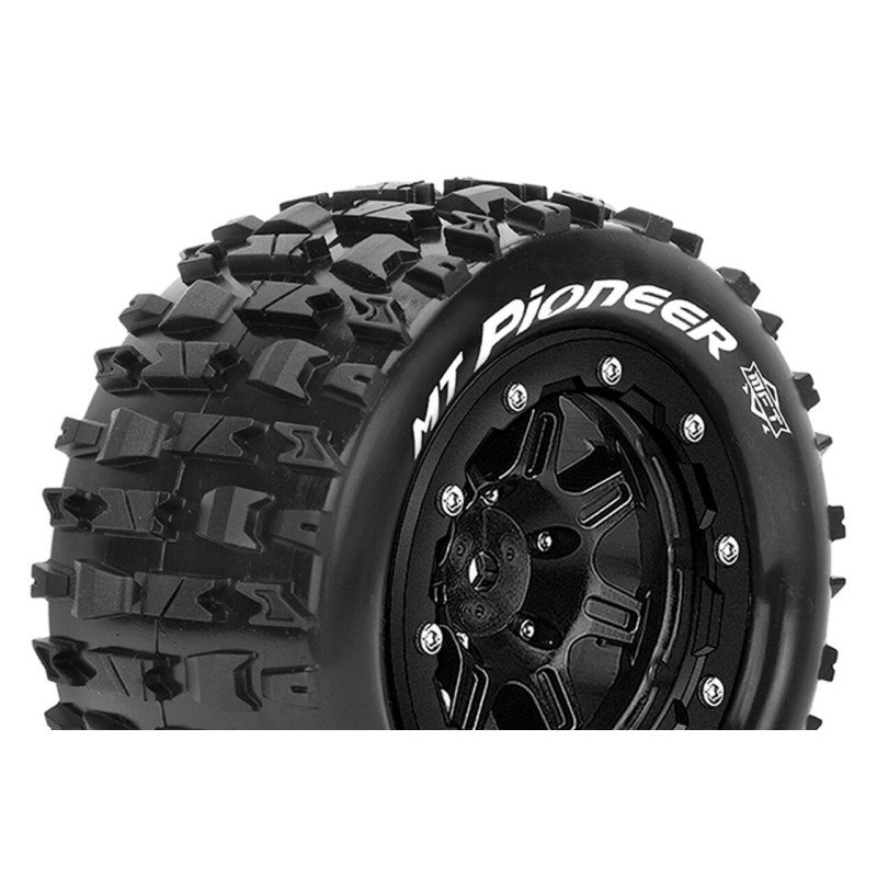 Louise RC - MFT - MT-PIONEER - Tire Set for Maxx - Mounted - Sport - Black 3.8 Bead-Lock Wheels - 1/2-Offset - Hex 17mm