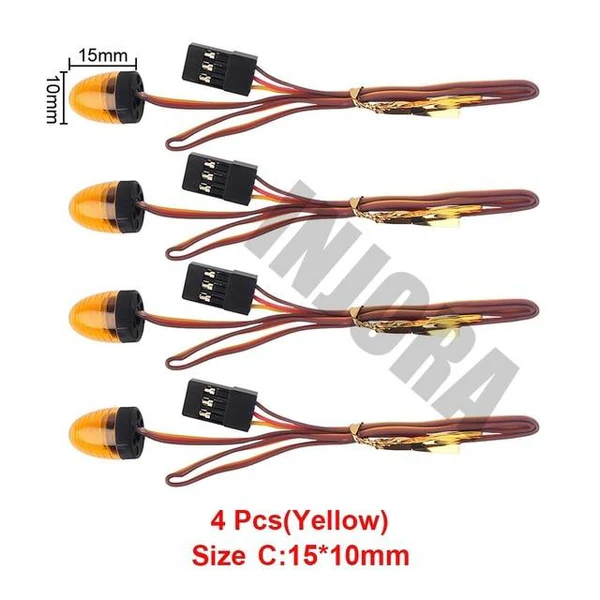 INJORA 4PCS LED Lights Set, Strobing-blasting/Flashing/Rotating Mode for Tamiya Tractor