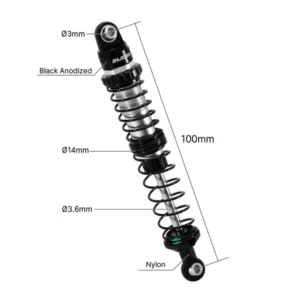 Alternative view of INJORA DRX Dual-Rate Spring Oil Shocks for 1/10 RC Crawlers, 100mm 4pcs