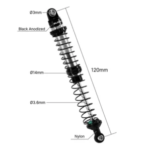 Alternative view of INJORA DRX Dual-Rate Spring Oil Shocks for 1/10 RC Crawlers, 120mm 4pcs