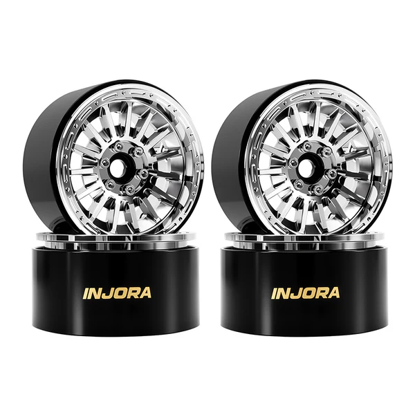 INJORA 2.2" Brass & Aluminum Wheels for 1/10 RC Crawlers (W2259)(Chrome)