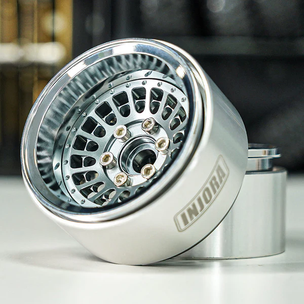 INJORA 1.9" Turbine Aluminum -10mm Offset Wheels for 1/10 RC Crawlers (W1955)(Grey)