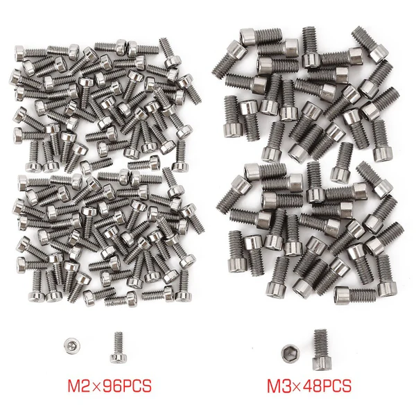 INJORA M2 M3 Metal Screws, 1.9 2.2 Wheel Rims Hexagon Screws for 4 wheels: M2x96pcs M3x48pcs