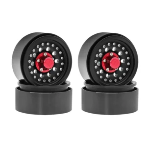 Alternative view of Metal Beadlock Wheels 1.9" for 1/10 RC Crawler – Black with Red Hub (Set of 4)