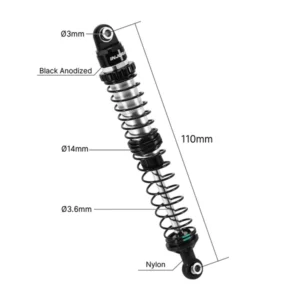 Alternative view of INJORA DRX Dual-Rate Spring Oil Shocks for 1/10 RC Crawlers, 110mm 4pcs