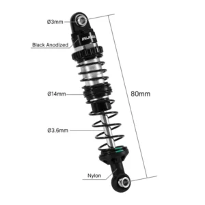 Alternative view of INJORA DRX Dual-Rate Spring Oil Shocks for 1/10 RC Crawlers, 80mm 4pcs