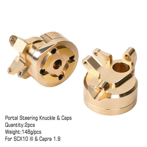 INJORA Heavy Duty Brass Portal Steering Knuckle for Axial SCX10 III Capra 1.9