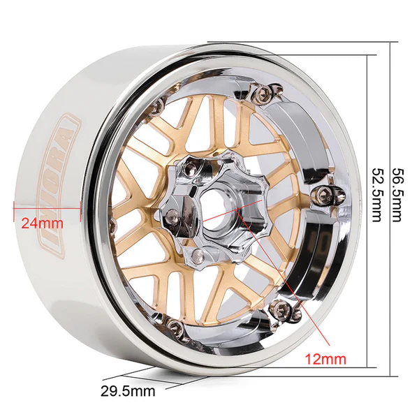 INJORA 1.9" ModuWheel Brass & Aluminum -9.65mm Offset Wheels for 1/10 RC Crawlers - Image 8