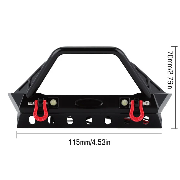 INJORA Black Metal Front Bumper with Lights (YQB-F36) - Image 7