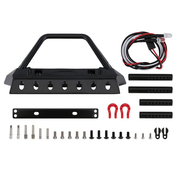 INJORA Black Metal Front Bumper with Lights (YQB-F36) - Image 6