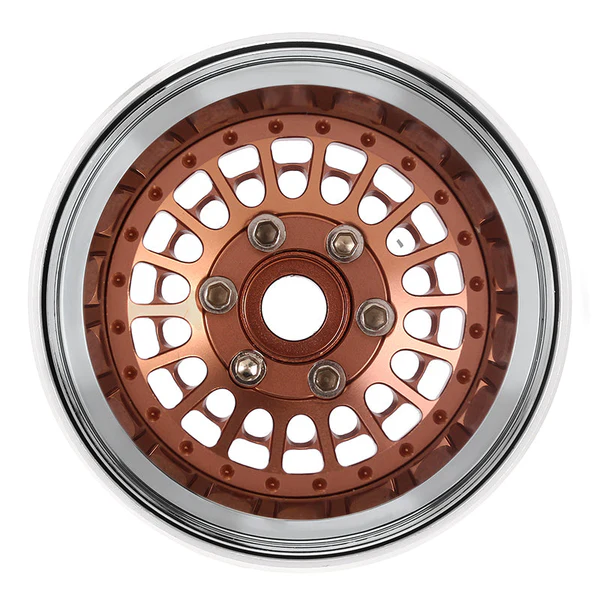 INJORA 1.9" Turbine Aluminum -10mm Offset Wheels for 1/10 RC Crawlers (W1955) (Bronze) - Image 4