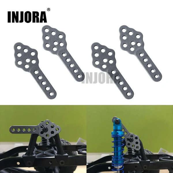 INJORA 4pcs CNC Metal Shock Absorber Mount Adjust Height Angle Stand for 1/10 RC Crawler (Grey)