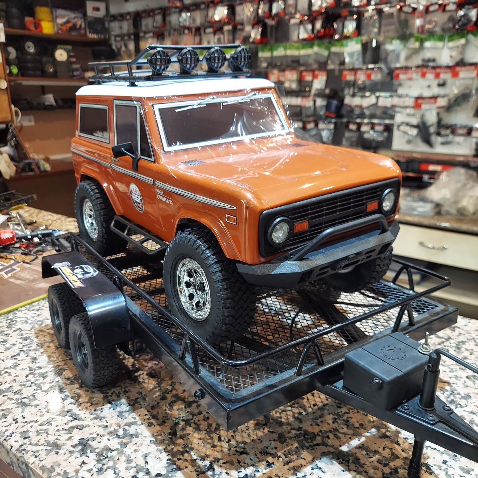 INJORA RC Trailer 450 x 260 mm Metal Trailer with Four Tyres for 1/10 RC Car Crawler - Image 2