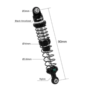 INJORA DRX Dual-Rate Spring Oil Shocks for 1/10 RC Crawlers, 90mm 4pcs