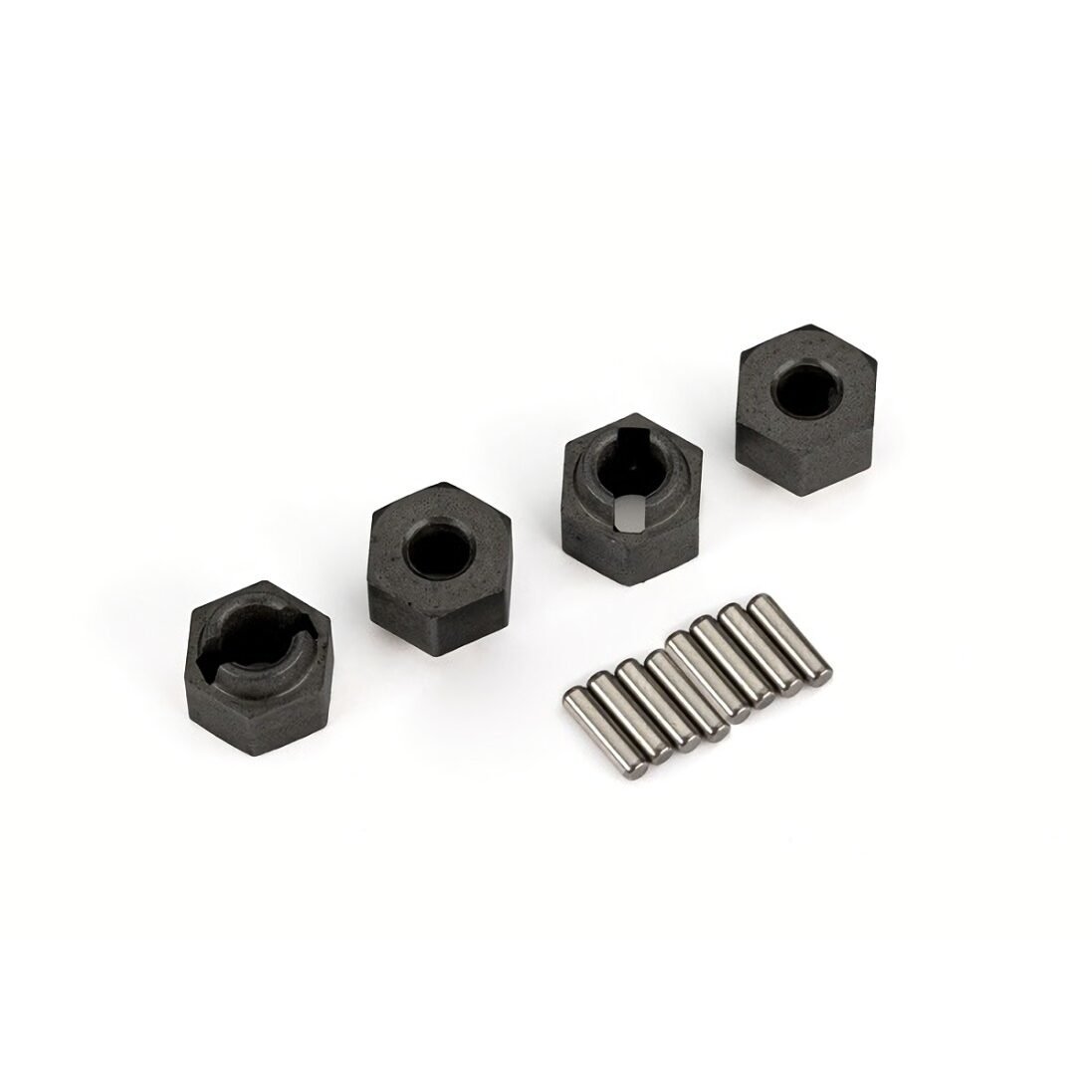 Wheel hubs, 7mm hex (4)/ axle pins (4)