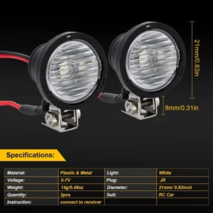 INJORA LED Headlights Spotlight "2 Round Lights" - Image 7