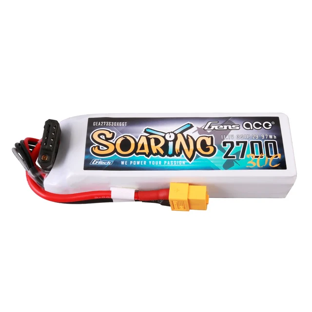 Gens ace 2700mAh 3S 30C 11.1V Lipo Battery | XT60 Plug | Soaring
