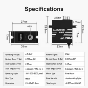 INJS2065 PRO 9KG High Voltage Waterproof Metal Gear 2065 Digital Micro Servo - Image 3