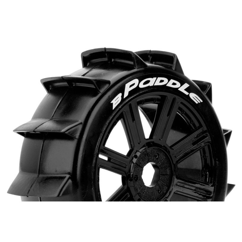 Louise RC - B-PADDLE - 1-8 Buggy Tire Set - Mounted - Soft - Black Spoke Wheels - Hex 17mm - L-T3249SB